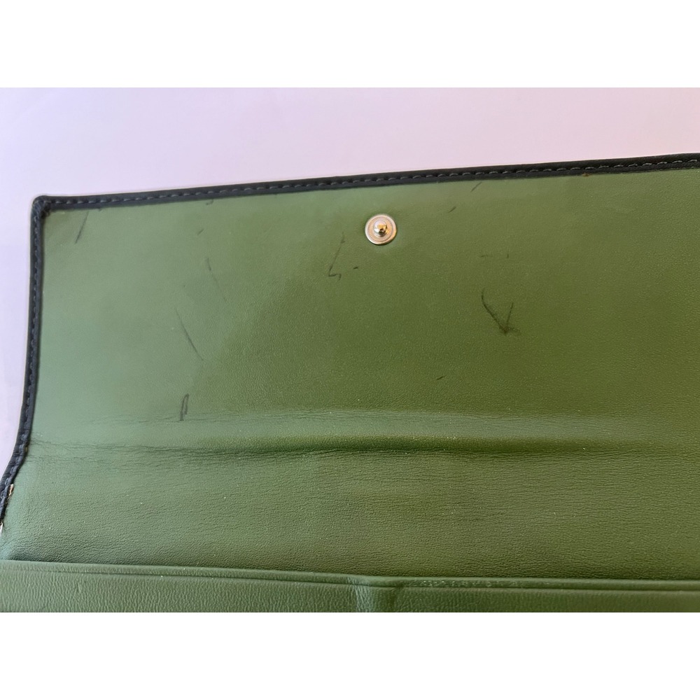 Coach Green Leather Trifold Wallet Long Wallet - Picture 5 of 5